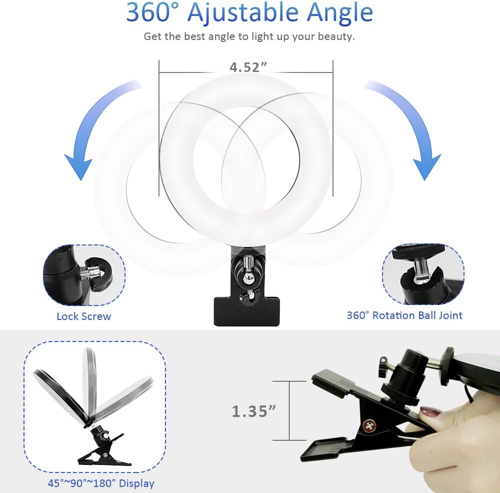 Video Conference Lighting Kit, Ring Light for Monitor Clip On | for Remote Working, Distance Learning,Zoom Calls, Self Broadcasting and Live Streaming, Computer Laptop Video Conferencing