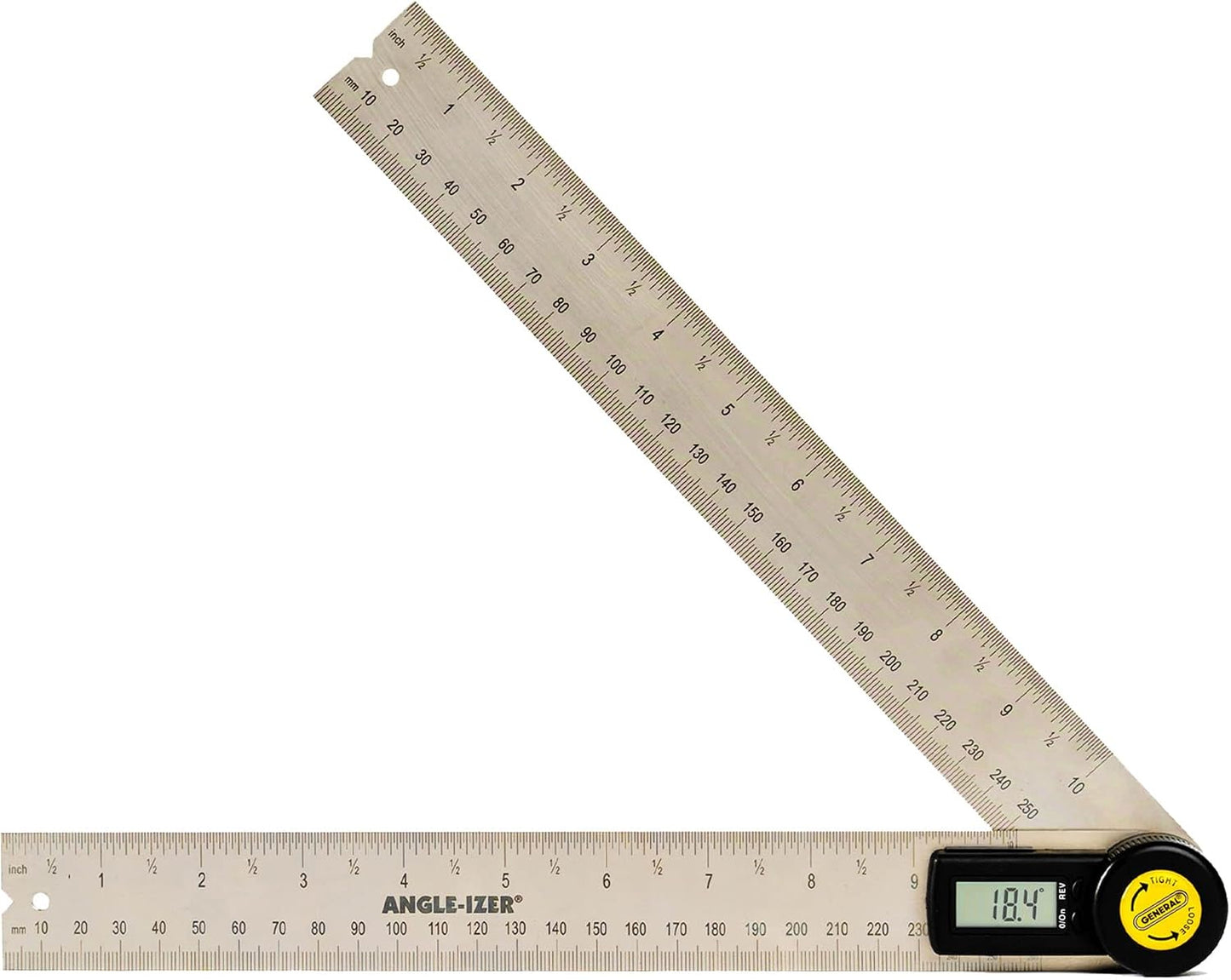 General Tools Digital Angle Finder Ruler #822 - 5" Stainless Steel Woodworking Protractor Tool with Large LCD Display
