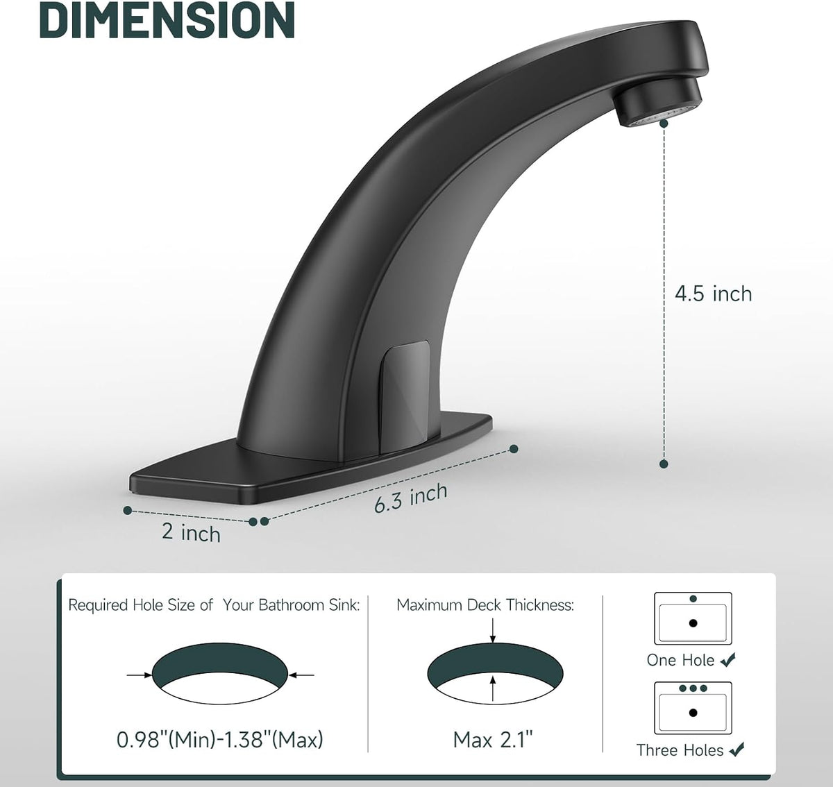 Touchless Bathroom Faucet, Sensor Faucets, Matte Black