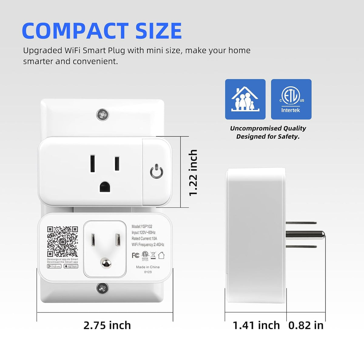 Mini Smart Plug, Alexa & Google Assistant, 15A 2.4G WiFi, ETL&FCC, 2 Pack