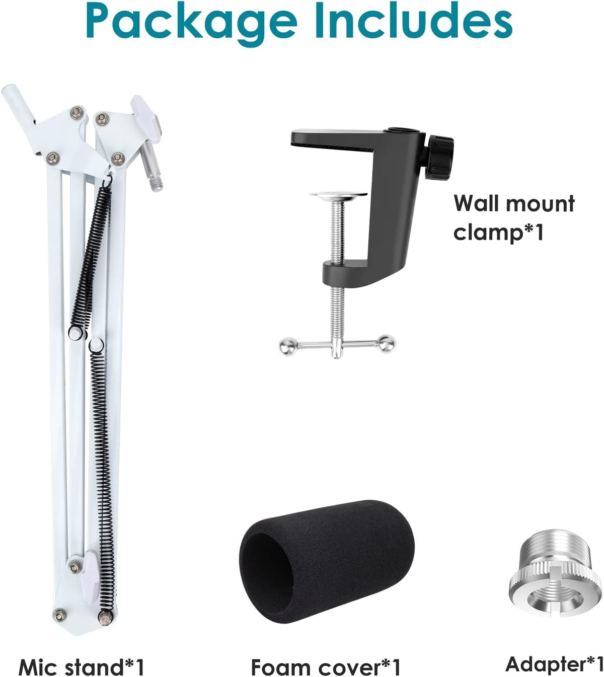 White Boom Arm for HyperX QuadCast S - White Mic Arm Compatible with Hyperx Quadcast White Microphone, Premium Microphone Boom Arm Stand by YOUSHARES