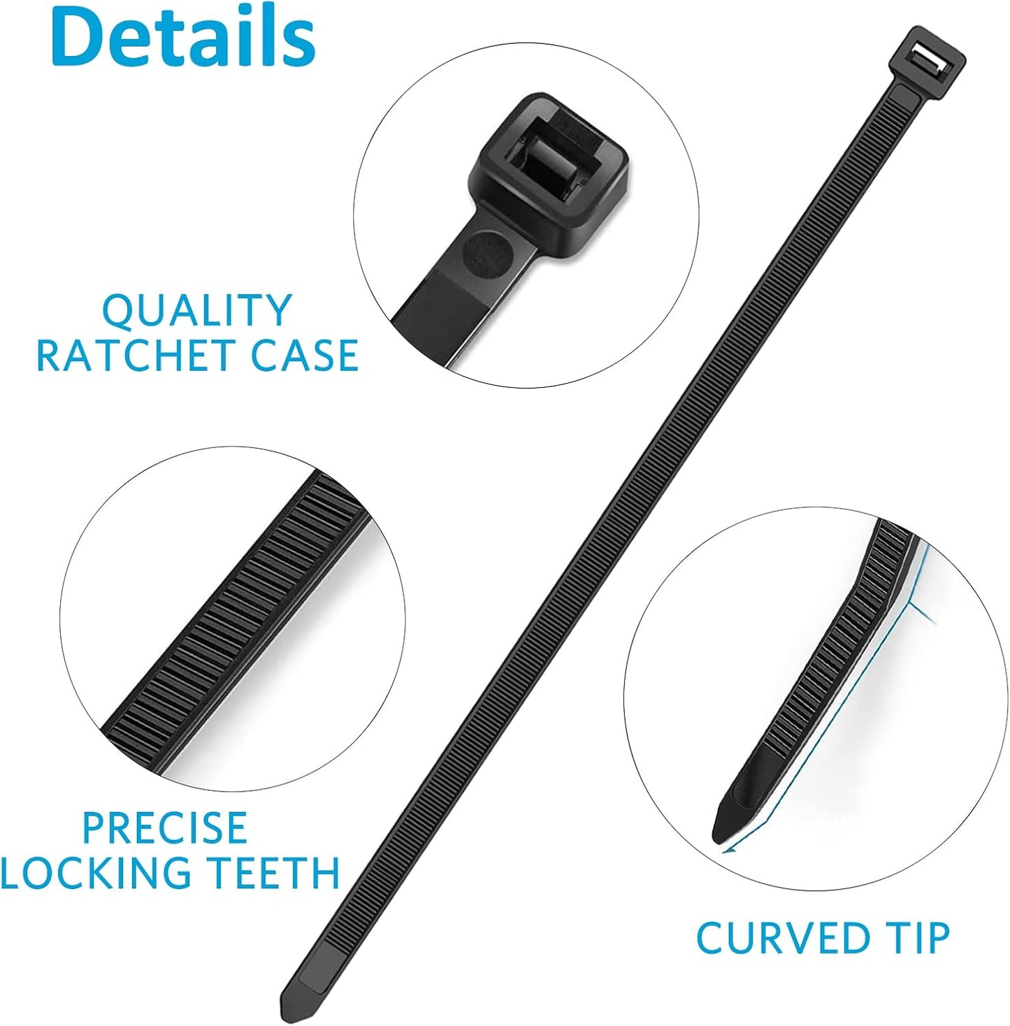 Zip Ties 12 inch, Black Zip Ties 1000 pack, 40lb, Cable Ties, Self-locking Wire ties for indoor and outdoor use, by Tantti