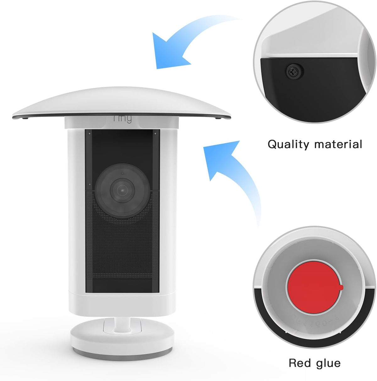 Sun Rain Shade Camera Cover Shield Cover Shield for R i n g Stick Up Cam Pro (White)