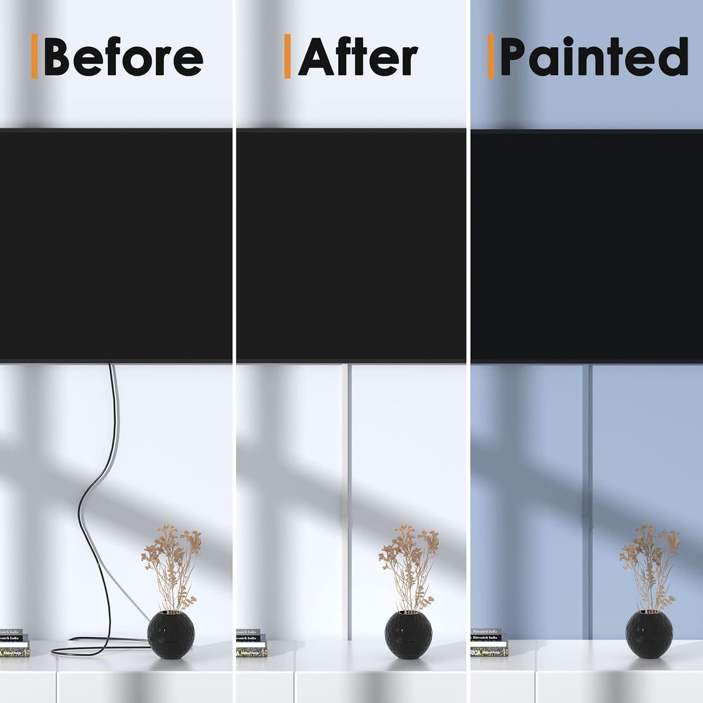 Delamu Cord Hider, 315in Total Cord Covers for Wires on Wall, Paintable Cable Cover for Wall Mounted TV, Easy Install Cable Raceways to Hide 1-2 Cords, 20 Pack, Each 15.7"L x 0.59"W x 0.40"H, White
