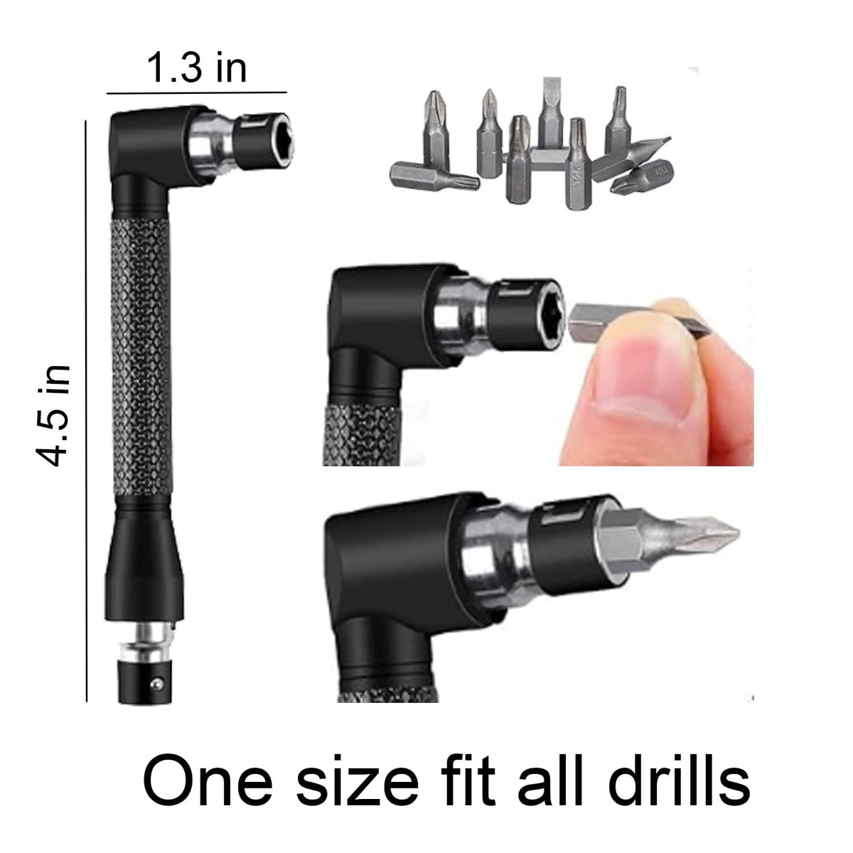 17Pcs Flexible Drill Bit Extension Set with Strong Magnetic Bit Holder, 105° & 360° Right Angle Drill Adapter, Rotatable Screwdriver Bits, for Tight Spaces DIY
