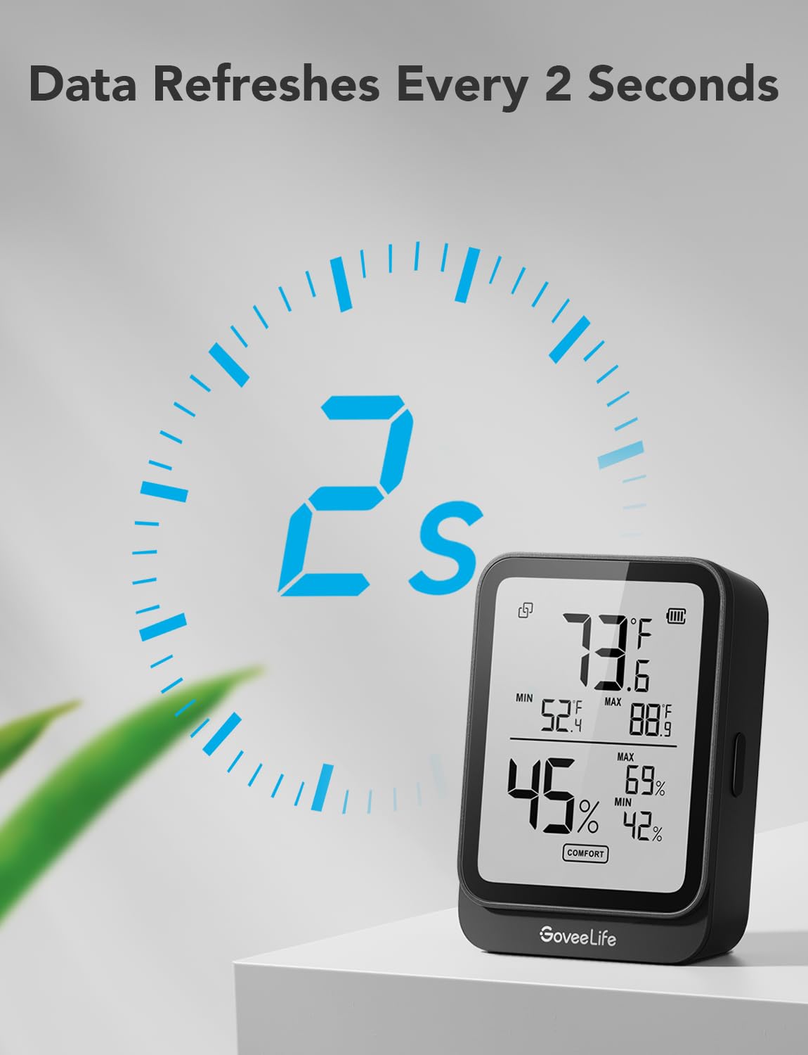 GoveeLife Bluetooth Hygrometer Thermometer H5104, LCD Digital Black 2-Pack