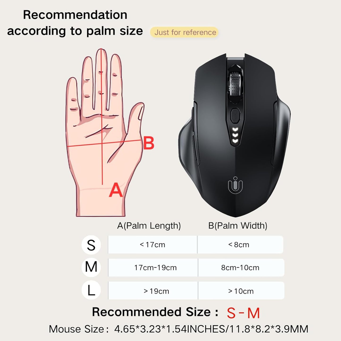 Uineer Wireless Mouse, 2.4GHz Rechargeable Computer Mouse, Battery Display | Stable 2.4GHz USB-A connection, rechargeable battery display and 4 adjustable DPI levels.