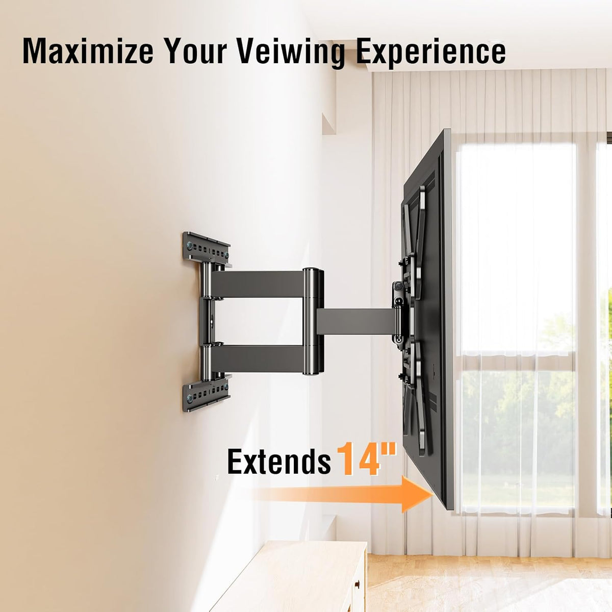 Ultra Slim TV Wall Mount for Most 26-60 Inch TVs, Full Moiton Swivel, Tilt