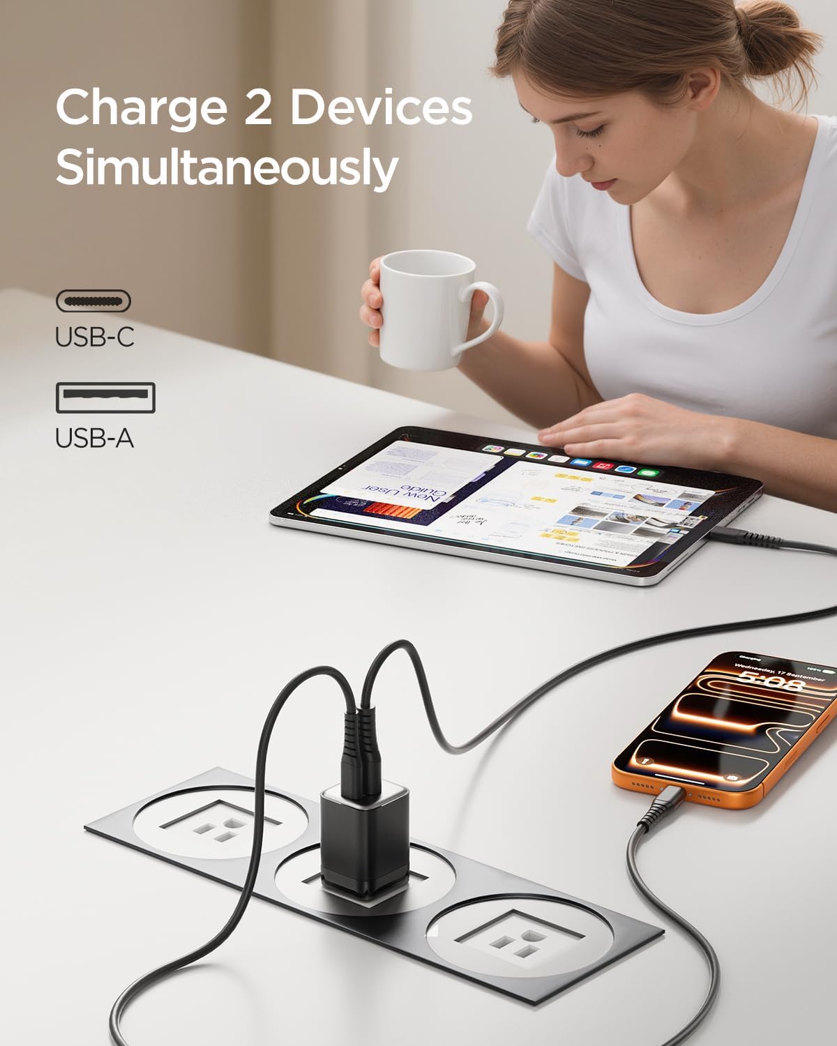 30W USB C Fast Charger, Dual Port USB C Wall Charger with Foldable Plug for iPhone 17/16/15, Samsung S24, iPad, 40% Smaller & Safer Nano Charger Block, (Black, 2 Pack)