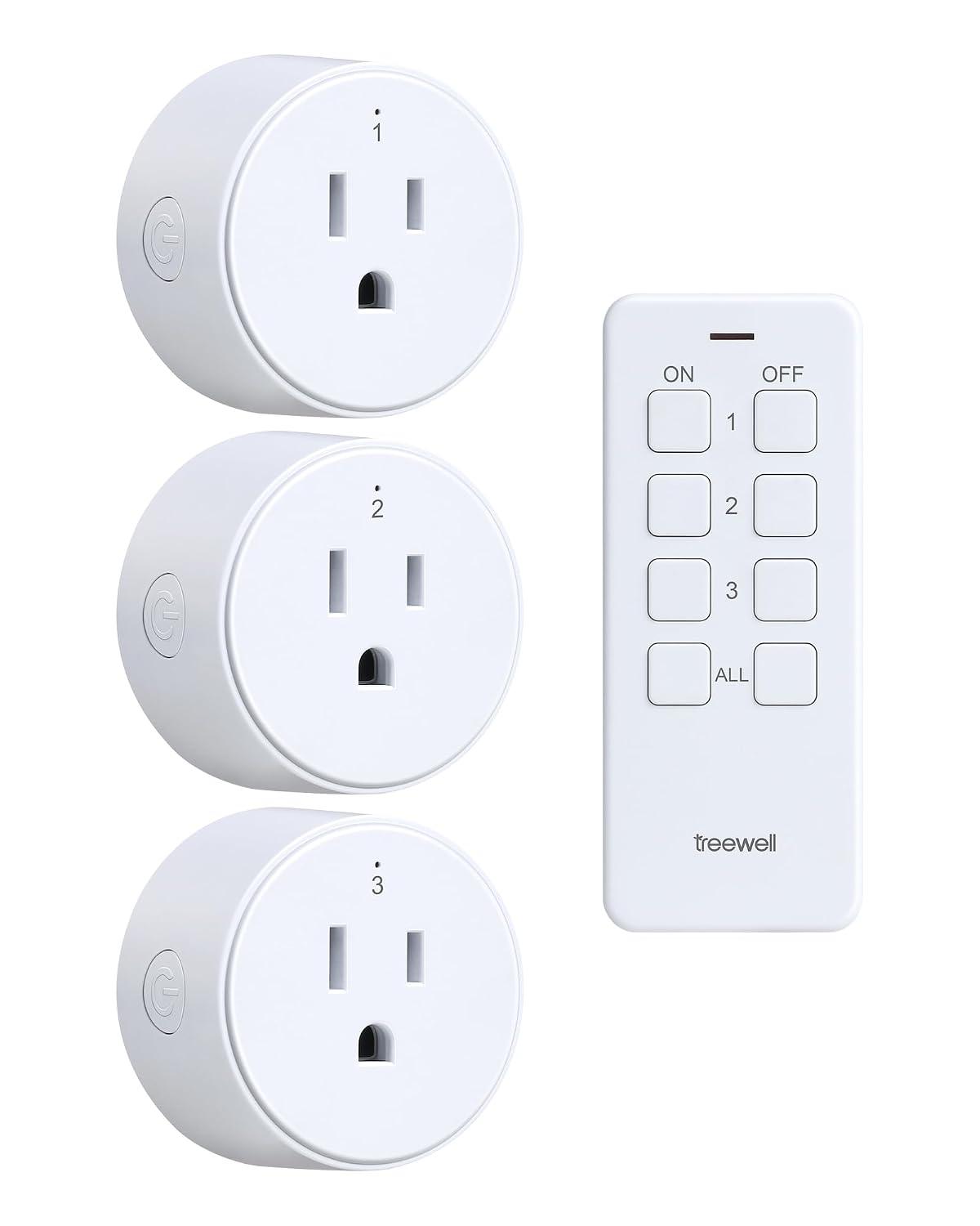 Remote Control Outlet with All ON/Off Portable Magnetic Switch | 200FT Wireless Range, Mini Round Outlet Plug, 15A/1875W, for Lamps/Lights/Household Appliances, FCC listed, Pre-Programmed