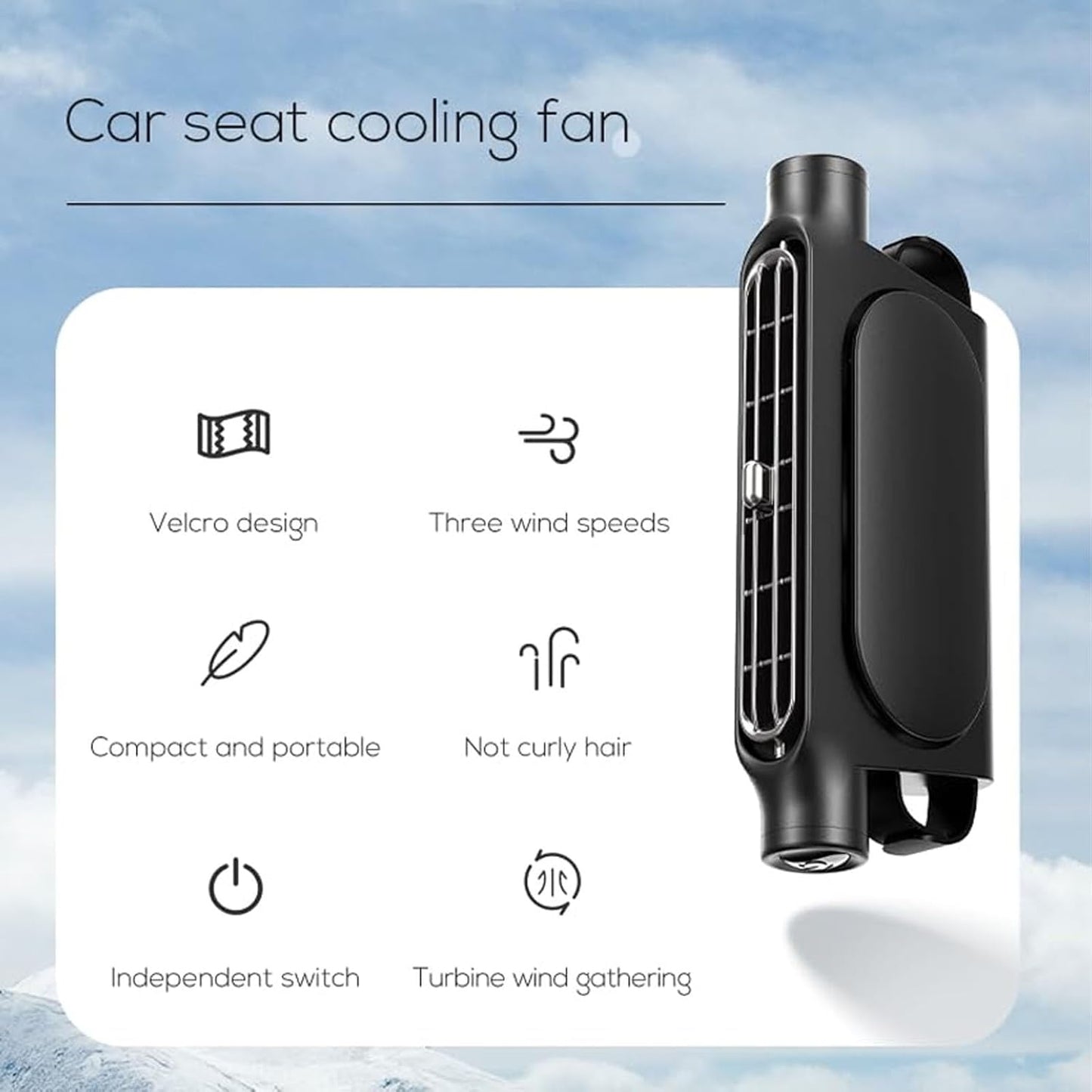 2 Pack Car Seat Fan for Backseat for Kids, Mini Portable Battery Operated Back Seat Baby Quiet Headrest Neck Cooling Fan with 3 Adjustable Wind Speeds All Cars Vehicle RV Truck