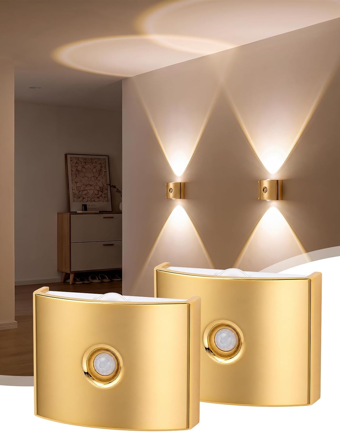 2 Pack Motion Sensor Wall Light Magnetic Rechargeable Wall Sconce