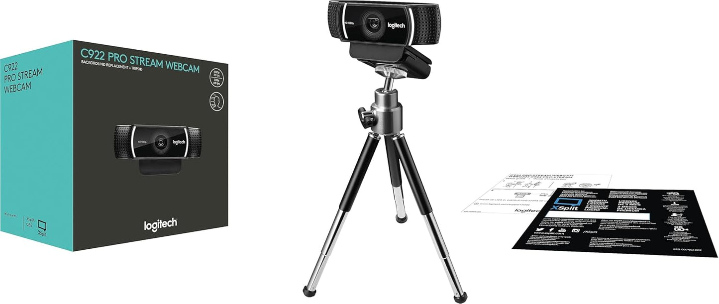 logitech C922 Pro Stream Webcam 1080P Camera for HD Video Streaming & Recording 960-001087(Renewed)