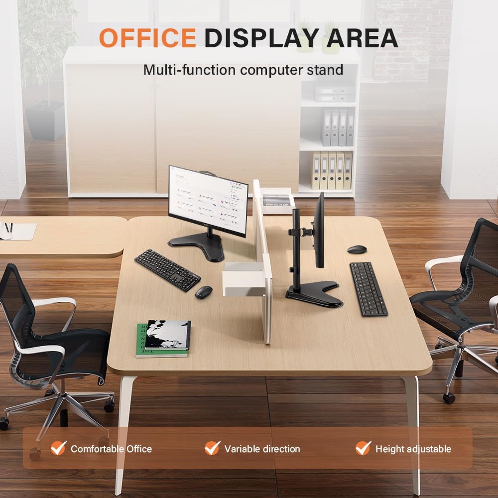 KKTONER Single Computer Monitor Stand Metal Base Free Standing Desk Vesa Mount for 13 inch to 32 inch Screen Height Adjustable Monitor Mount Full Motion Swivel Vesa 75*75mm/100*100mm Hold up 17.6Lbs