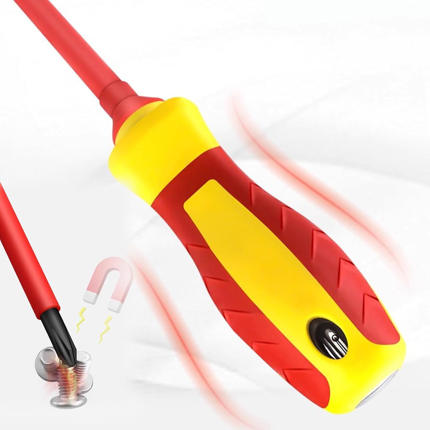 2Pcs Magnetic Screwdrivers Set Phillips and Flat Screwdriver, 1000v Insulated Screwdrivers 4 Inch Multi-purpose Cross Slot Screwdriver Set Cushion Grip Handle for Electricians