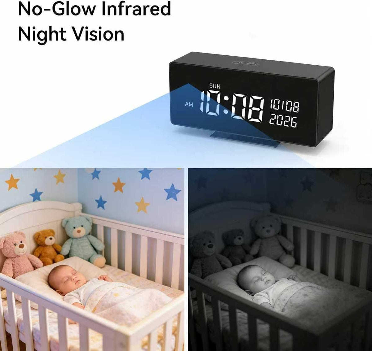 Clock Camera–Indoor Security Camera, Nanny Camera with 2K HD Video,AI Motion Alerts,Digital Clock, Night Vision, 5G&2.4G, Bluetooth Setup,Local & Cloud Storage