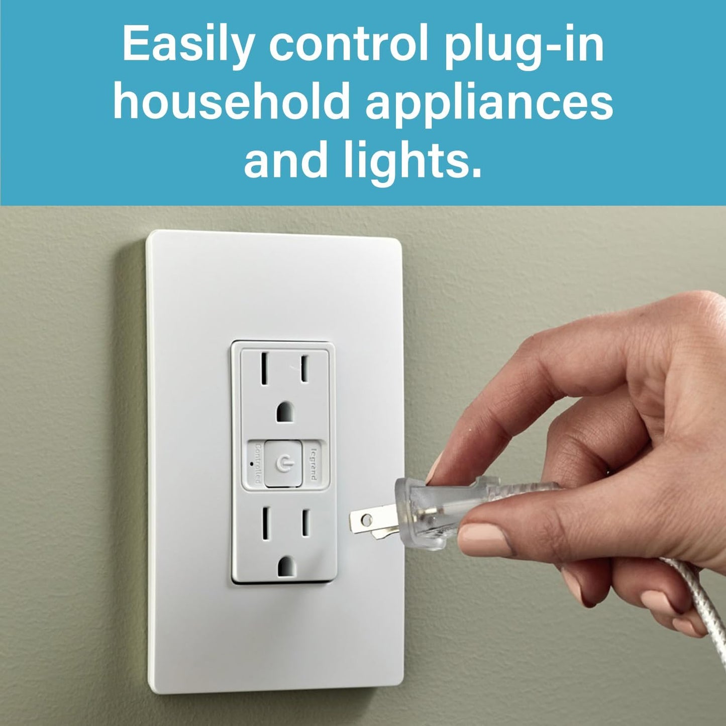 Legrand Radiant Wi-Fi Matter 15 Amp Smart Outlet, White 1 Pack | Effortless Setup, Compatible with Alexa, SmartThings, HomeKit and Google, Matter Smart Hub Required, Set Scenes, Save Energy