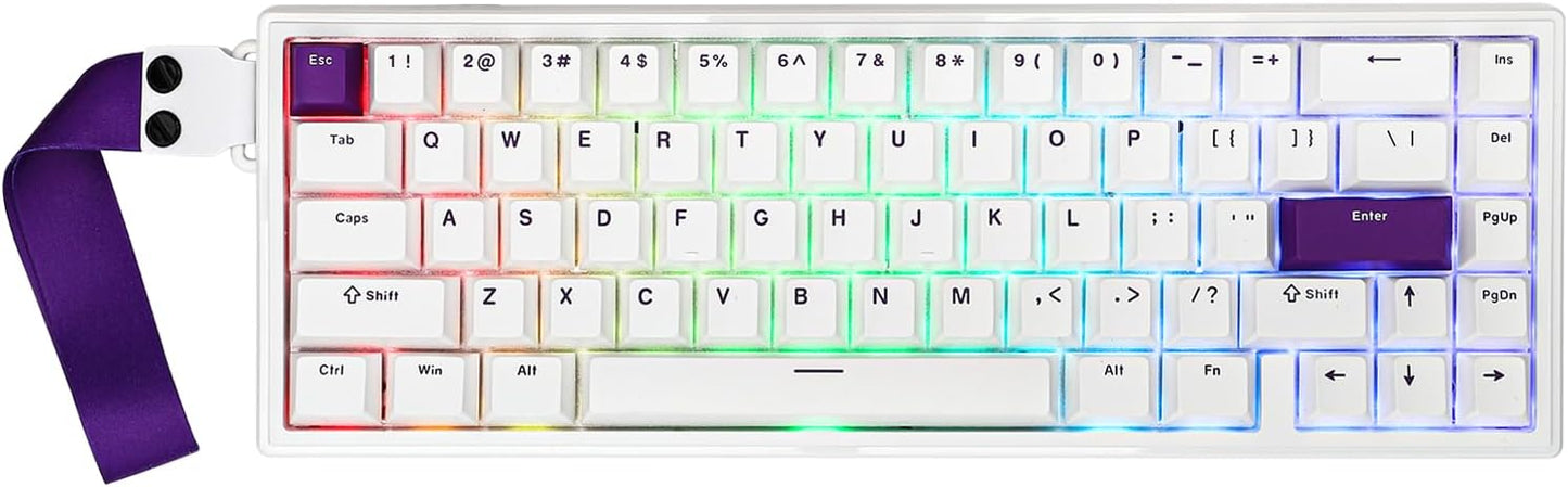 EPOMAKER HE68 Hall Effect Keyboard, 8000hz Polling, 0.01mm Adjustable Trigger, 0.125ms Latency, Creamy Gasket, Snap Key, SOCD, RGB, Wired Magnetic Gaming Keyboard for Mac/PC (White)