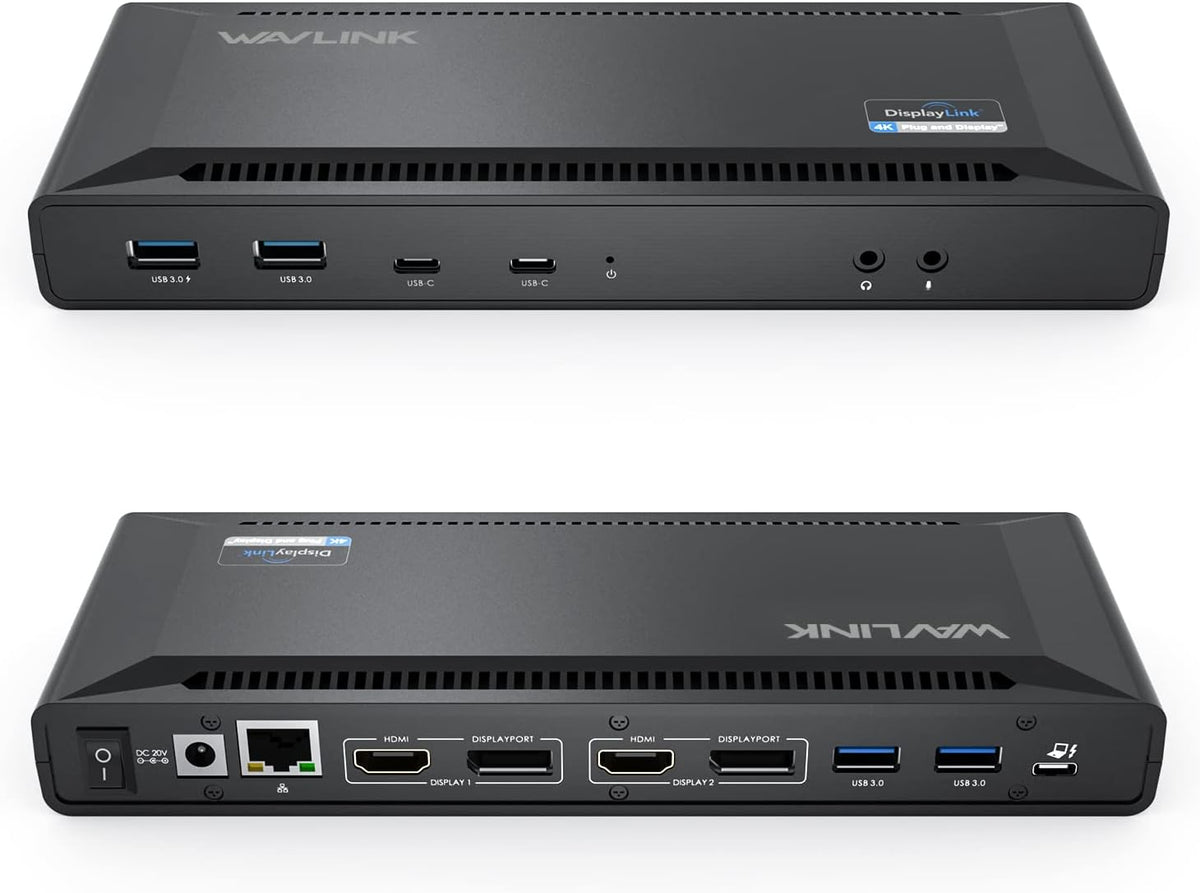 WAVLINK USB C Displaylink Docking Station Dual 4K@60Hz(2 HDMI+2DP)
