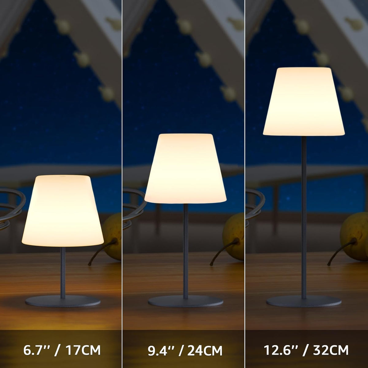 uuffoo 2 Pcs Mini Touch Shower Lamps Waterproof with 2-Step Warm White | Soft Light for Eye Care, Cordless Recharge lamp, RGB, IP44, Dual Plug USB Charging Cable, Color Temperature Memory (Grey)