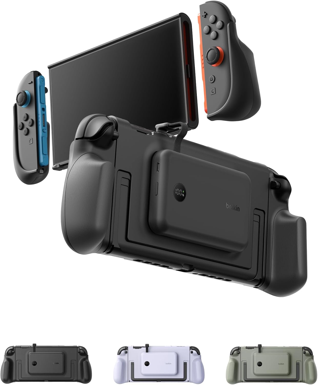 Belkin Nintendo Switch 2 Grip Charging Case with 10000mAh Power Bank 30W | Magnetically Attachable Custom 10000mAh Power Bank with Ergonomic Nonslip Grip, Quick Release, Dockable, Built-in Kickstand