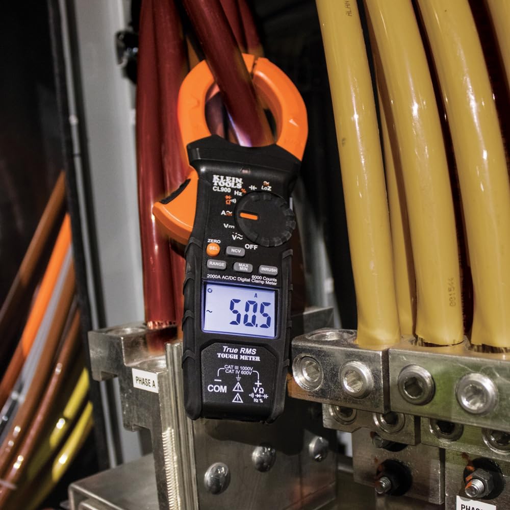 Klein Tools CL900 Digital Clamp Meter, Auto Ranging TRMS, AC/DC Voltage/Current, 2000A, LoZ , Continuity, Frequency, NCVT, Temp, More, 1000V