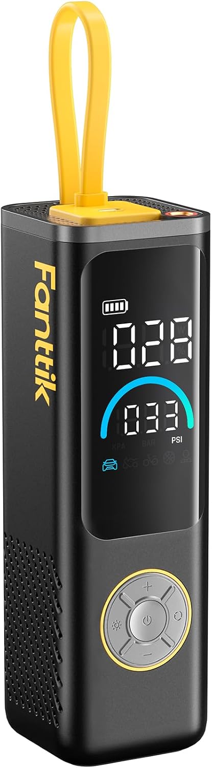 Fanttik X9 APEX Portable Air Compressor for Car Tires, 35s Fast Inflation | 150PSI Cordless Tire Inflator with Light and Power Bank, Handed Inflator for SUV, Sedan, Motorcycle, Bike, Ball, Black