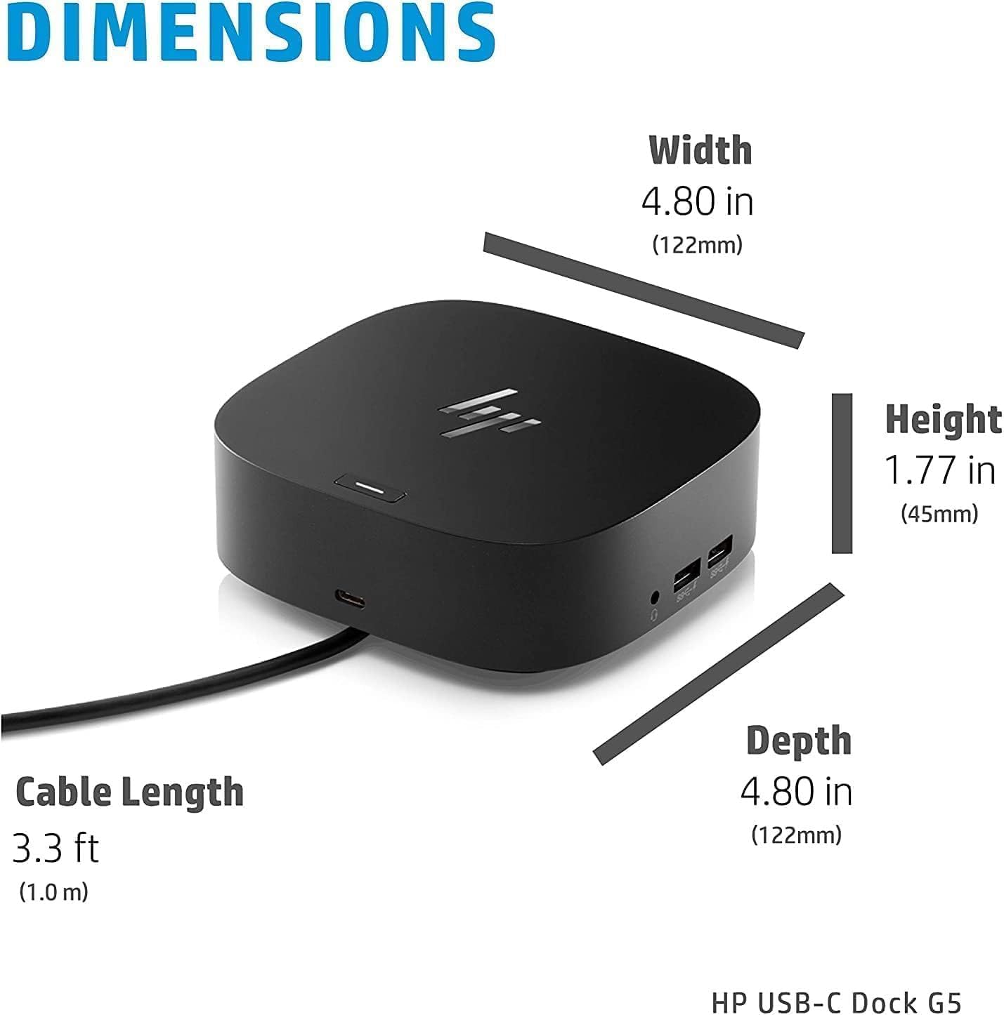 HP USB-C Essential Dock G5 – Multiport Docking Station with USB-C, HDMI | DisplayPort, Ethernet, RJ-45, Includes Dockztorm Dock, Black - 1Pack