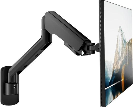 PEGZONE Single Monitor Wall Arm 17"-40" Ultrawide 26.4Lbs VESA Black | Fully Adjustable, Space Saving Design, VESA 75x75 & 100x100, For Home Office Gaming, Supports Ultrawide Displays