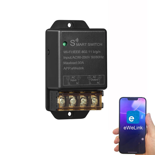 30A High Power WiFi Wireless Smart Switch | DIY Relay Module for Smart Home Automation, ewelink APP remote control, Timer, Works with Amazon Alexa & Google Home