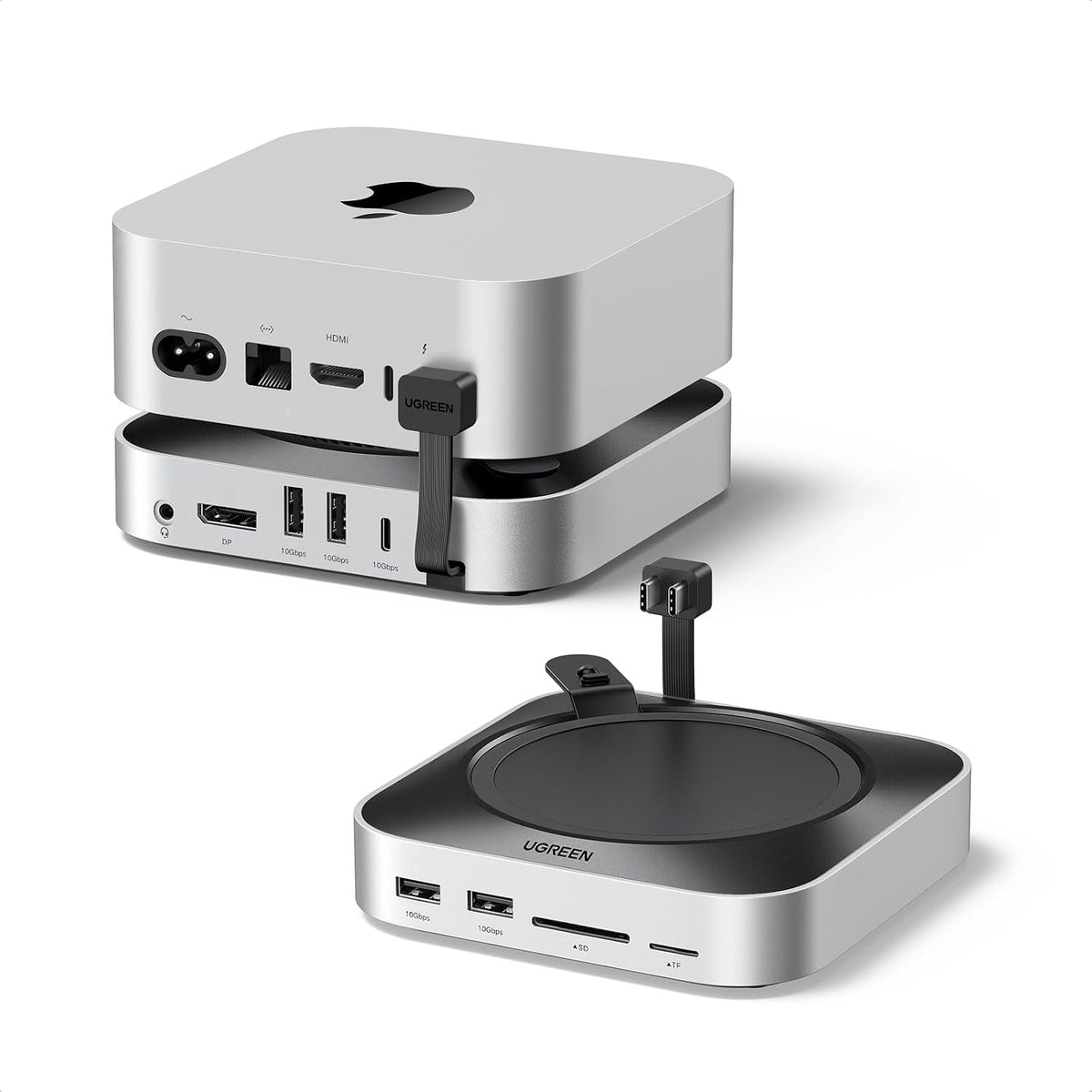 UGREEN Mac mini M4 Dock DP Hub 4K@144Hz with NVMe Enclosure | 10G USB-A/C, SD/TF slots, audio port, M.2 NVMe enclosure, for Mac mini M4/M4 Pro 2024