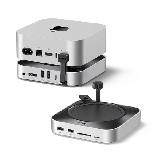 UGREEN Mac mini M4 Dock DP Hub 4K@144Hz with NVMe Enclosure | 10G USB-A/C, SD/TF slots, audio port, M.2 NVMe enclosure, for Mac mini M4/M4 Pro 2024