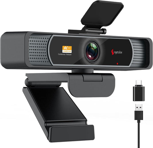 Angetube Wide Angle 4K Webcam for PC, 120° FOV Video Conference Web Camera | PDAF Autofocus, 2 Noise-Cancelling Mics, 1080P@60FPS, Auto Light Correction, USB-A/C, Privacy Cover, for Mac Laptop Desktop