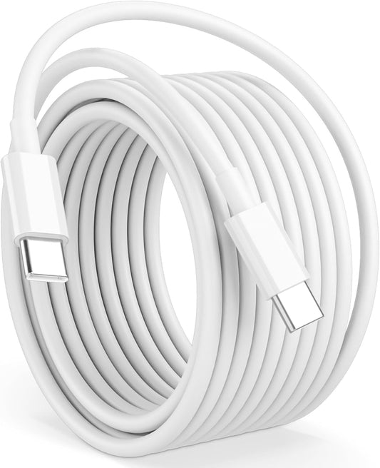 15FT USB C to USB C Cable, Long 60W USBC to USBC Cord Fast Charging | Extra Long Type C to Type C Cable for iPhone 17 16 15 Pro Plus Pro Max,Galaxy S26/S25/S24,iPad Pro/Air,MacBook Pro/Air, White