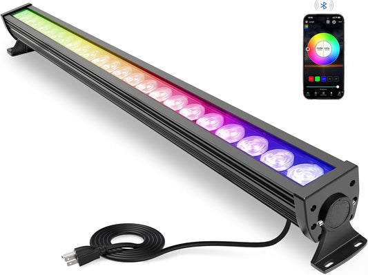 168W Smart LED Wall Washer Light Bar, RGB+CCT Controlled by Smartphone and Tablets, LED Linear Wall Light Bar with Group and Individual Control+Timing Functions for Outdoor & Indoor