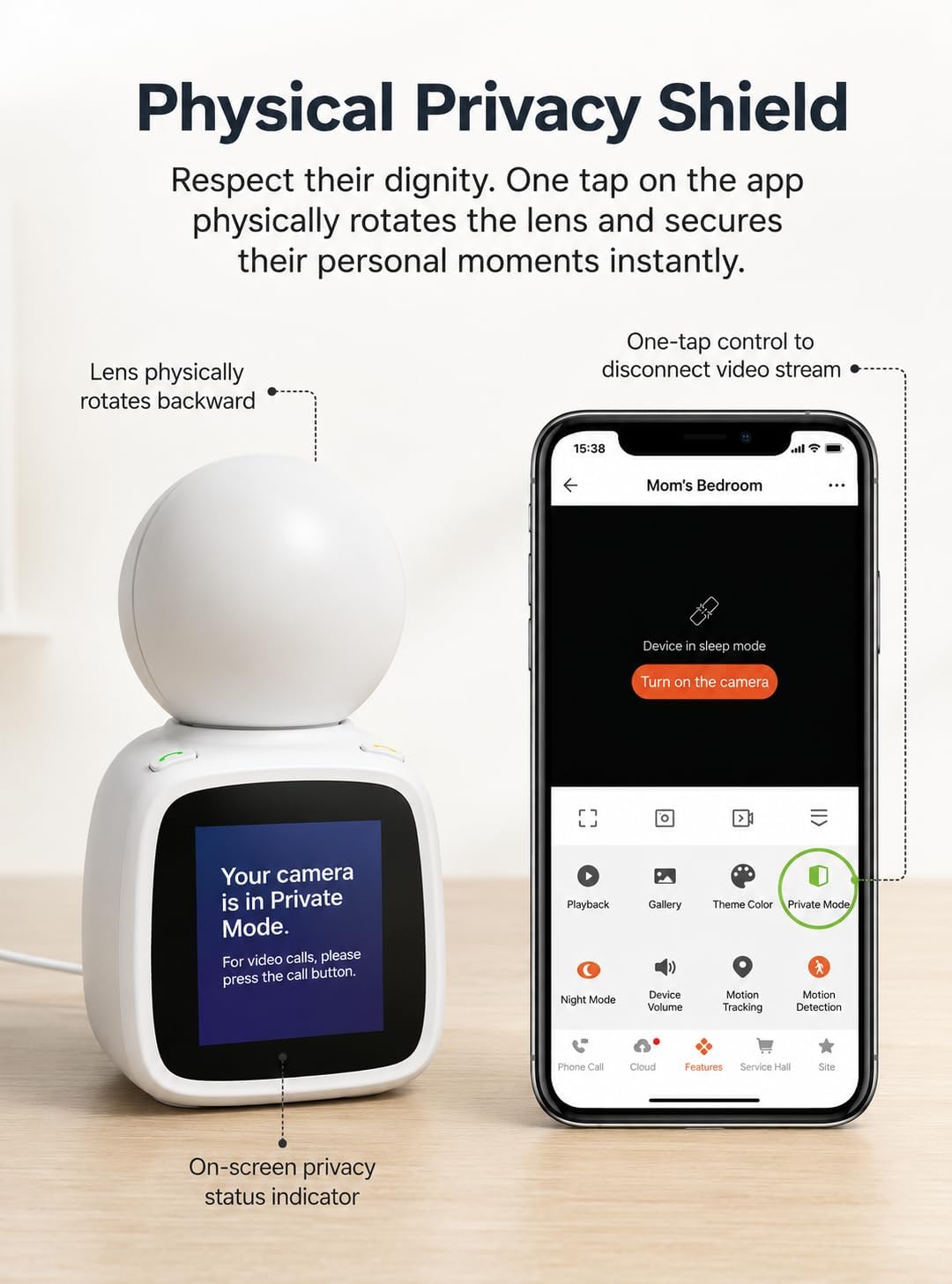 SYMYNELEC Elderly Monitoring Camera with Screen, One-Touch Video Calling