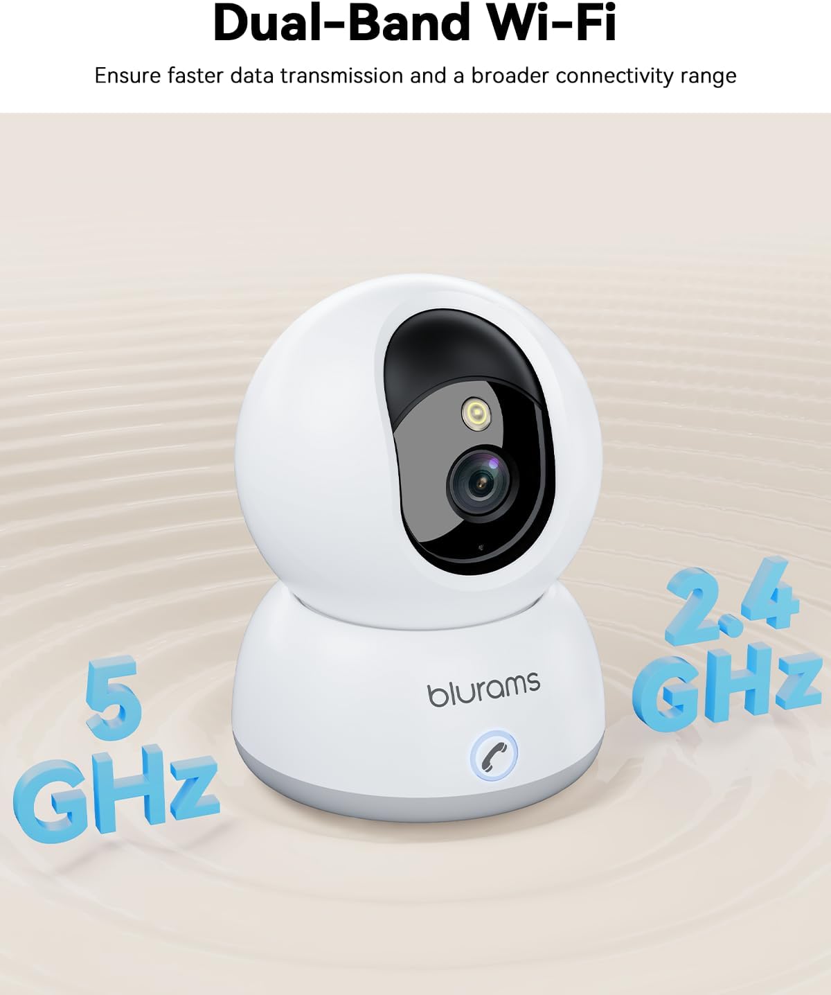 blurams 5G Indoor Camera, 2K Nanny Cam, 360° PTZ Pet Camera with Phone App, One-Touch Call, Color/IR Night Vision, Dual-Band Wi-Fi, Motion Tracking, Compatible with Alexa(2Pack)