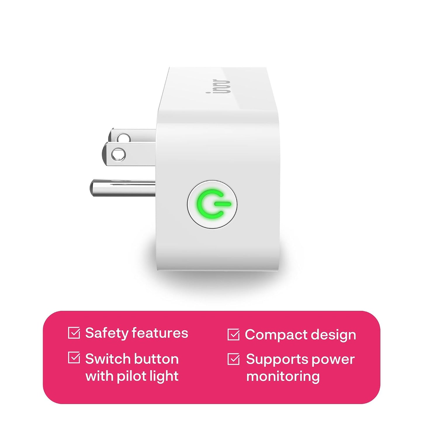 Innr Zigbee Smart Plug, Works with Philips Hue*, Alexa and SmartThings, Zigbee Repeater, Energy Monitoring, 4-Pack