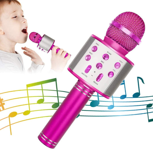 Wireless Bluetooth Karaoke Microphone for Kids-Hot Pink