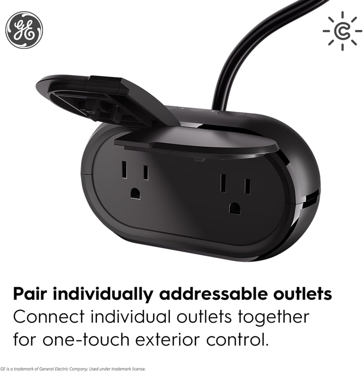 GE Cync Outdoor Smart Plug, Wi-Fi & Bluetooth, Alexa & Google, 1pk | Weather-resistant outdoor smart outlet, Wi-Fi & Bluetooth, app scheduling, voice control, Alexa & Google compatible