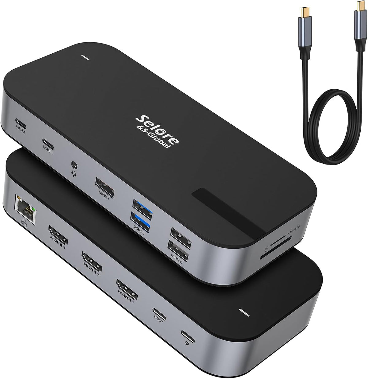 USB C Docking Station Dual DisplayPort Monitor USB C Hub DisplayPort | 2 DP, HDMI, VGA, 100W PD Charging, USB-A/C 2.0 Ports, Multi Monitor Adapter for Dell, HP, Lenovo and More