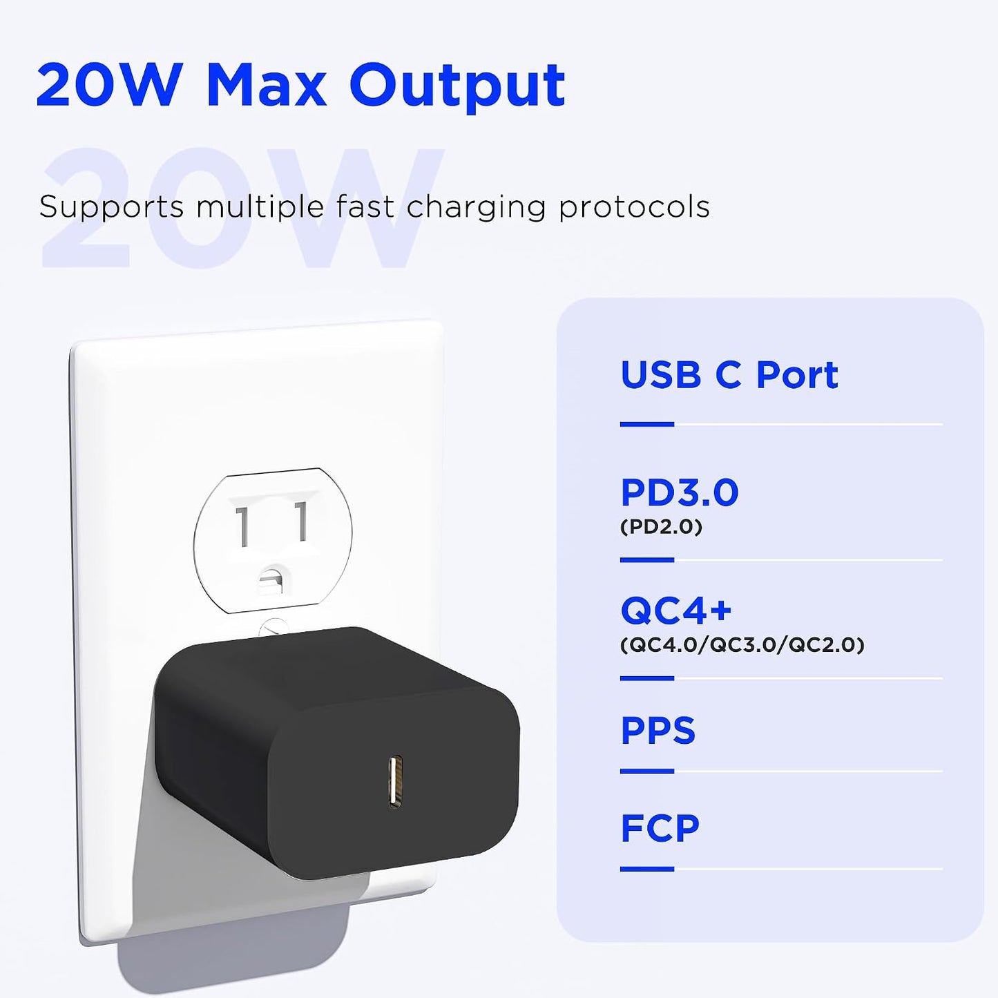 iPhone 17 16 15 Charger Fast Charging,2Pack 20W Apple iPad USB C Wall Chrager Block with 6FT USB C to C Cable for iPhone 17/Pro/Pro Max/17 Air/ 16/16 Pro/16 Pro Max/15/Plus/Pro/Pro Max (Black)