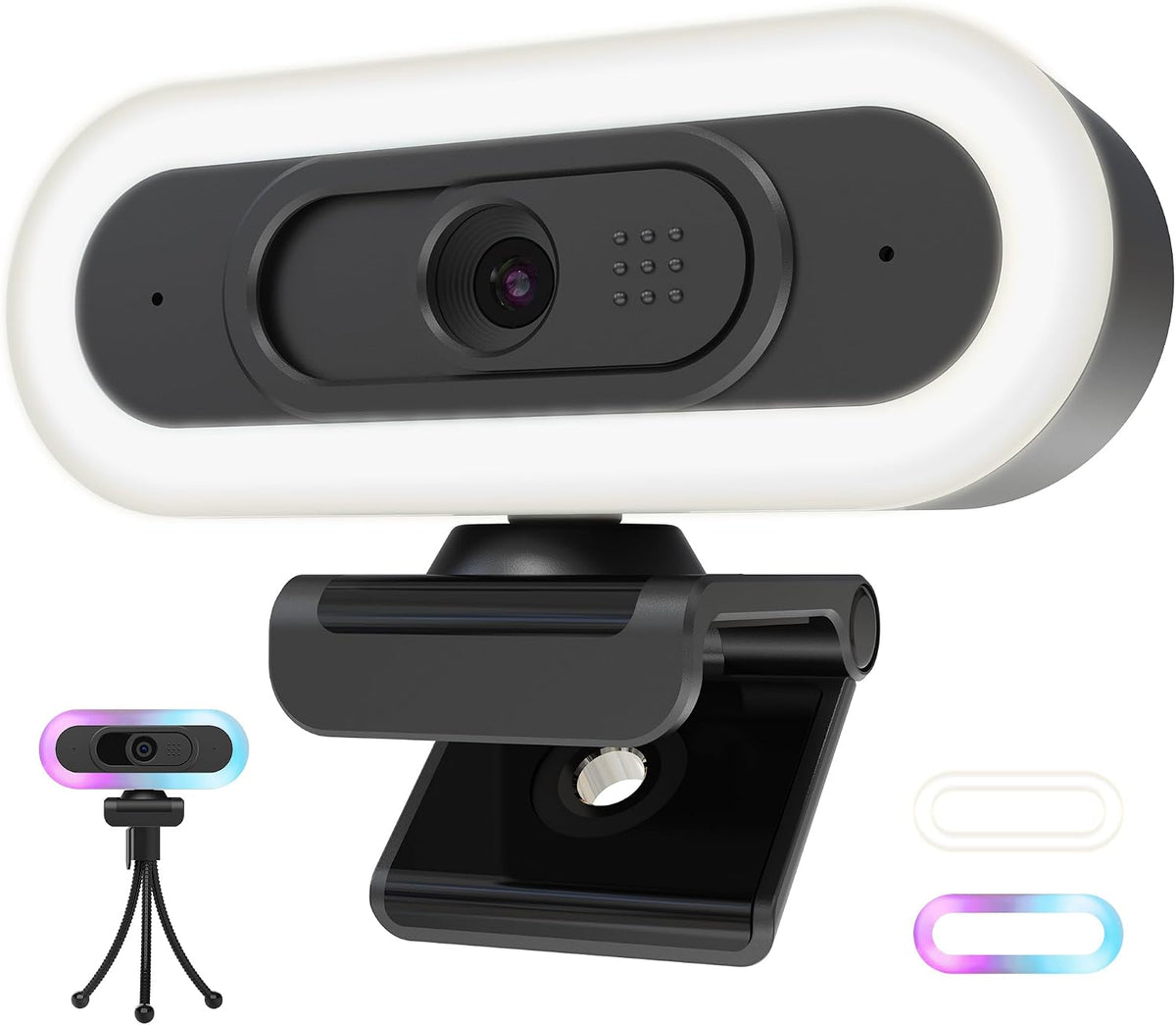 saylas 2K Webcam with Lights, HD Webcam for PC, 2K@60FPS Web cam with Microphone, 65° FOV, Autofocus, Noise Cancellation, Privacy Cover, Web Camera for Computer/Laptop, USB Streaming Computer Camera
