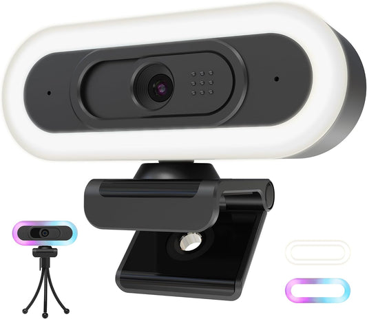 saylas 2K Webcam with Lights, HD Webcam for PC, 2K@60FPS Web cam with Microphone, 65° FOV, Autofocus, Noise Cancellation, Privacy Cover, Web Camera for Computer/Laptop, USB Streaming Computer Camera