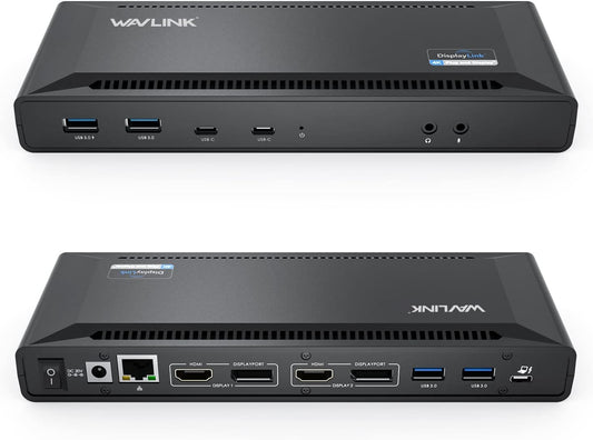 WAVLINK Universal USB C Laptop Docking Station Dual Monitors 5K/4K@60Hz with 65W Host Charging for Thunderbolt 4/3, USB-C Windows, Mac M1-M5/Macbook Neo, Chrome (2HDMI+2DP), 6USB 3.0, 1Gbps Ethernet