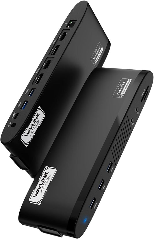 WAVLINK DisplayLink Docking Station, Dual Monitor for Mac M1/M2/M3/M4 & Windows, 14-in-1 with 100W 2 DP/2 HDMI 4K, SD/TF, 5 USB Ports, Ethernet, Audio