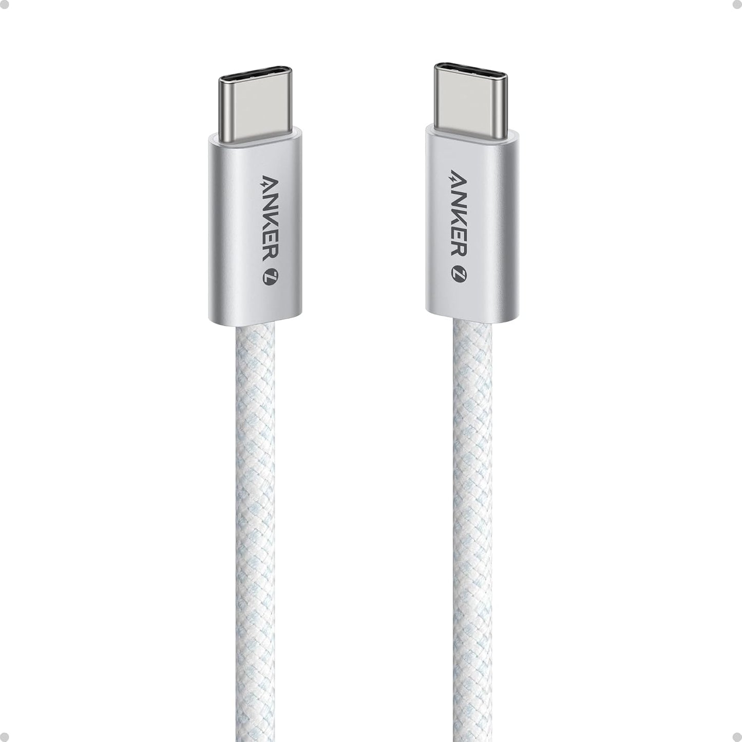 Anker Zolo USB C to USB C Cable, 240W Fast Charging Cable (6 ft, White) | Braided and Dirt-Free, Slim Connector, for iPhone 17 Series, MacBook, and More