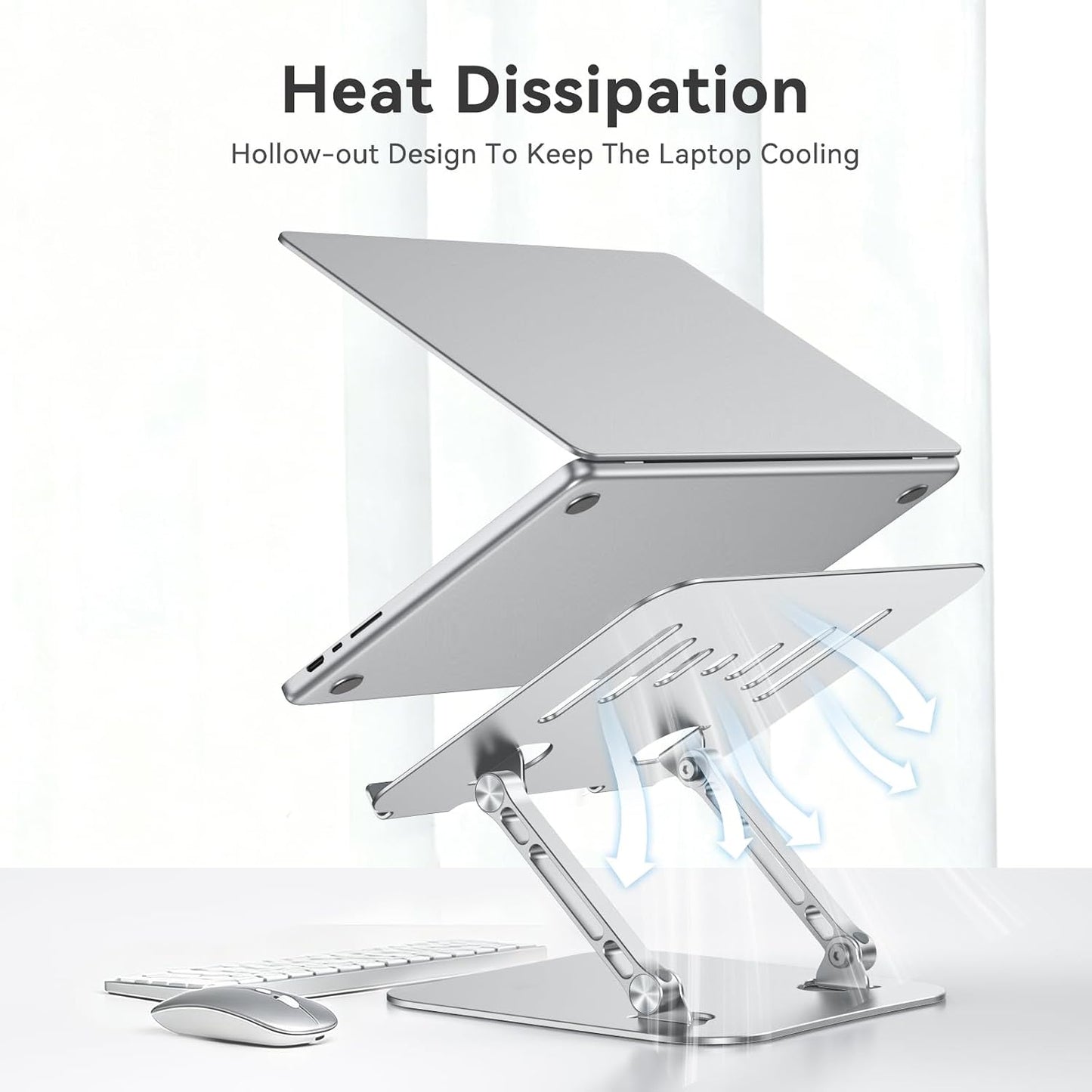 K&ZZ Laptop Stand for Desk, Adjustable Laptop Holder with Ventilated Cooling, Portable Desktop Book Stands Riser Compatible with 17.3 inch laptops