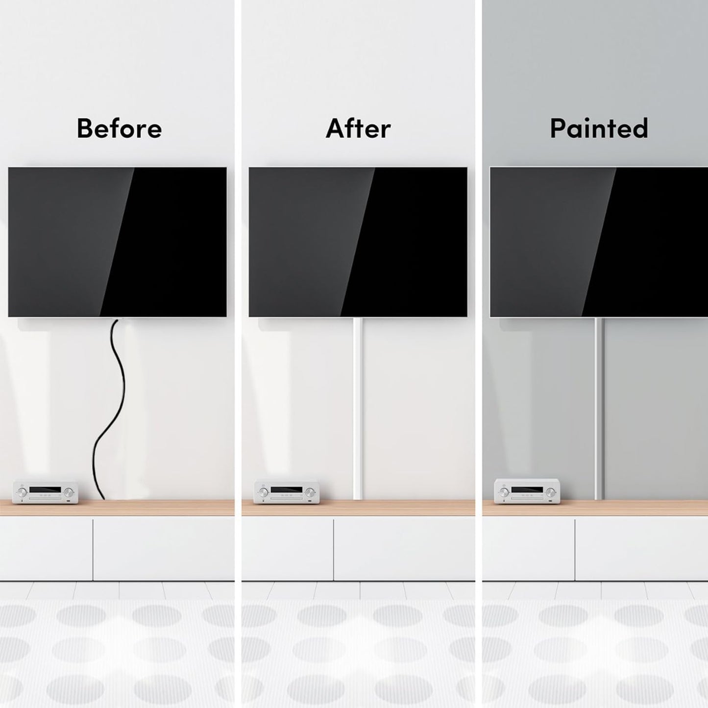 EVEO Cable Hider - 300” One-Cord Cable Raceway Wire Hider for Cable Concealer Cord Hider Cord Cover Wall Cable Hider. Wire Hiders TV on Wall. Cable Management, Cord Hider (White, Small)