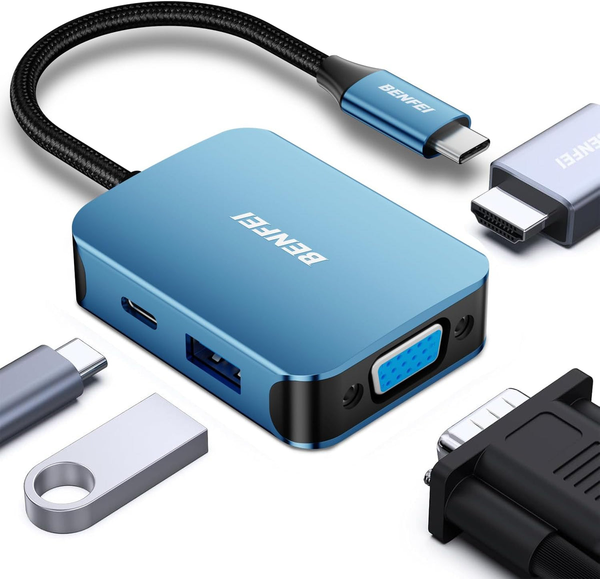BENFEI 11-in-1 USB C Hub Triple Display Docking Station Dual HDMI, VGA
